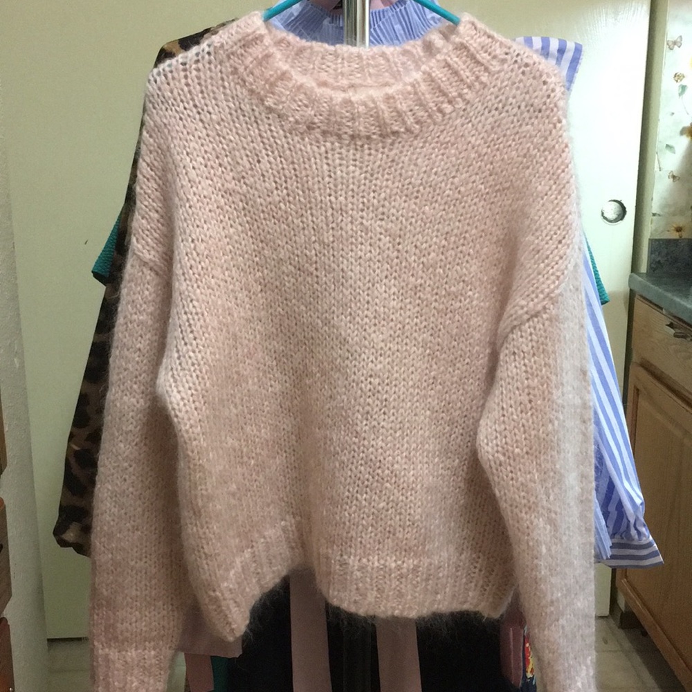 Blush Pink Classic Mohair Blend Sweater